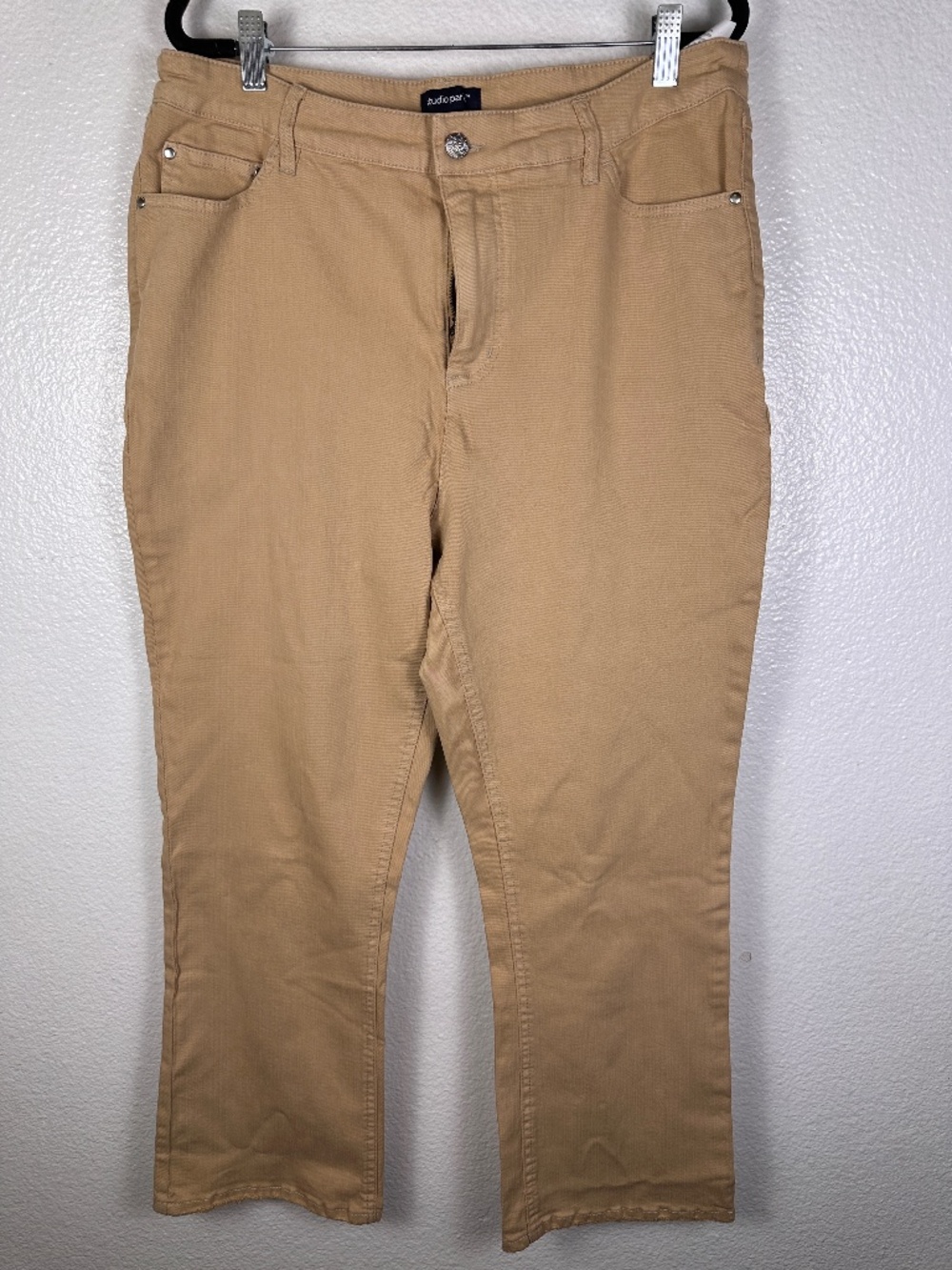 Studio Park Tan Straight Leg Pants. Sz 14 Tall.